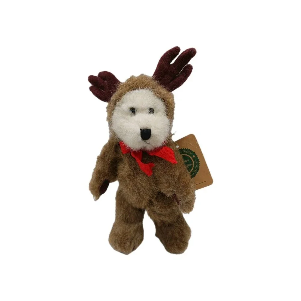 Boyds Bears Archive Collection Ewell 10” Jointed Plush In Reindeer Hat 1990-96